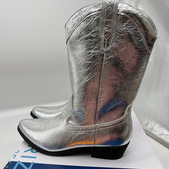 Arizona Jean Co Womens Western Heel Booties Maybrook Silver Boots Size 7.5M - Picture 6 of 11